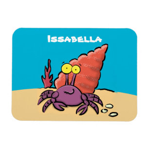 Funny cute purple cartoon hermit crab magnet