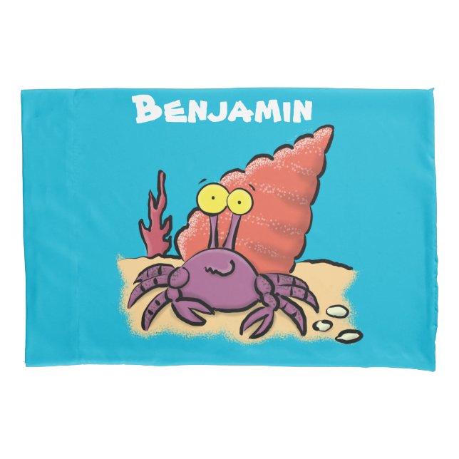 Funny cute purple cartoon hermit crab pillowcase (Front)