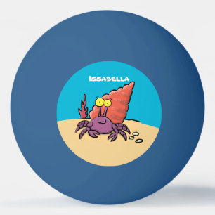 Funny cute purple cartoon hermit crab ping pong ball