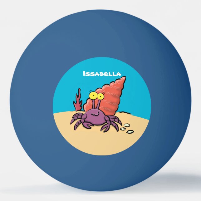 Funny cute purple cartoon hermit crab ping pong ball (Front)