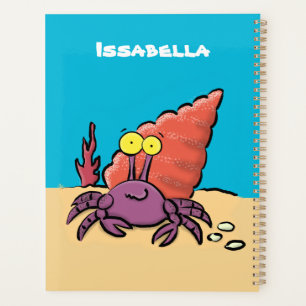 Funny cute purple cartoon hermit crab planner