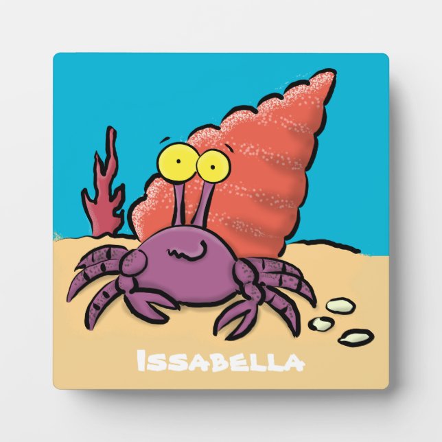 Funny cute purple cartoon hermit crab plaque (Front)