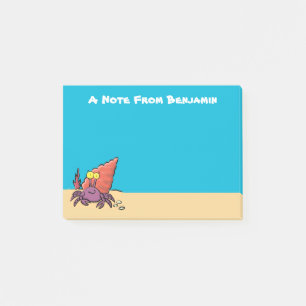 Funny cute purple cartoon hermit crab post-it notes