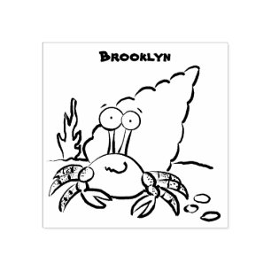 Funny cute purple cartoon hermit crab rubber stamp