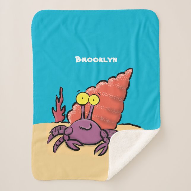 Funny cute purple cartoon hermit crab  sherpa blanket (Front)