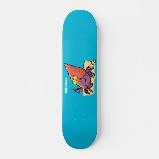 Funny cute purple cartoon hermit crab skateboard (Front)