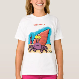 Funny cute purple cartoon hermit crab T-Shirt