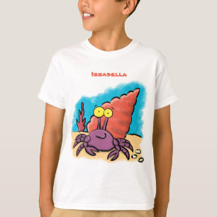 Funny cute purple cartoon hermit crab T-Shirt