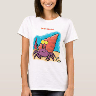 Funny cute purple cartoon hermit crab T-Shirt