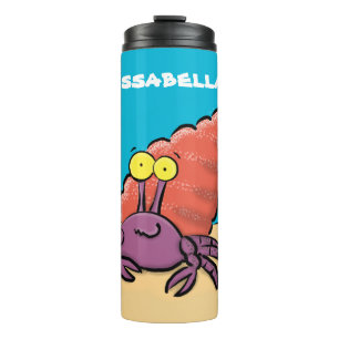Funny cute purple cartoon hermit crab thermal tumbler