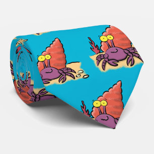 Funny cute purple cartoon hermit crab tie