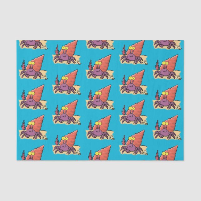 Funny cute purple cartoon hermit crab tissue paper (Front)