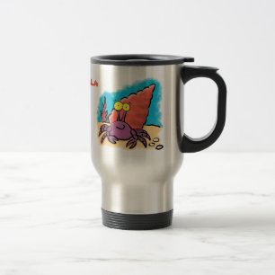 Funny cute purple cartoon hermit crab travel mug