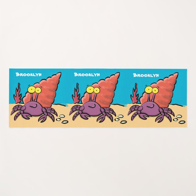 Funny cute purple cartoon hermit crab yoga mat (Front (Horizontal))