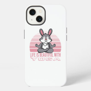 Funny cute rabbit doing yoga. funny yoga poses iPhone 13 case