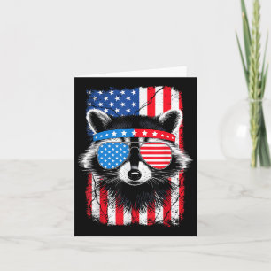 Funny Cute Raccoon Sungles 4th Of July Patriotic U Card