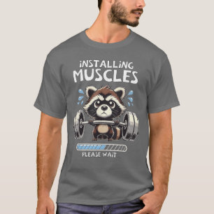 Funny Cute Raccoon Workout Gym Fitness Weightlifti T-Shirt