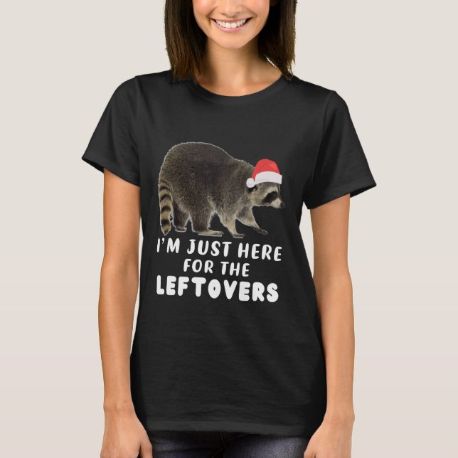 Funny Cute Racoon Christmas Santa Hat for Thanksg T-Shirt (Front)