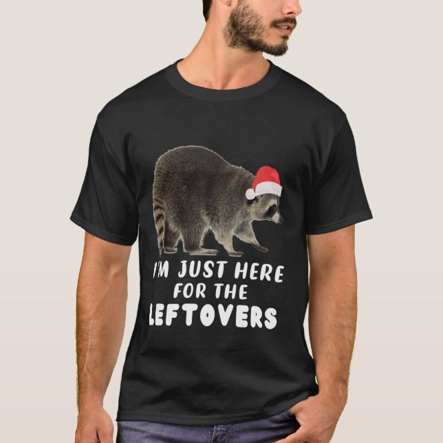 Funny Cute Racoon Christmas Santa Hat for Thanksg T-Shirt (Front)