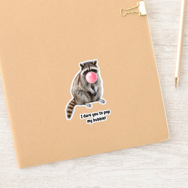 Funny Cute Racoon & Pink Bubble Birthday Card (Notebook)