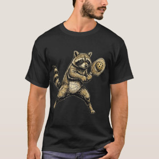 Funny Cute Racoon Playing Pickleball Vintage  T-Shirt