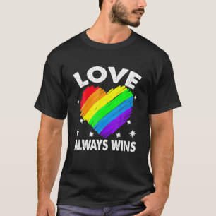 Funny Cute Rainbow Heart Love Wins Pride LGBT T-Shirt