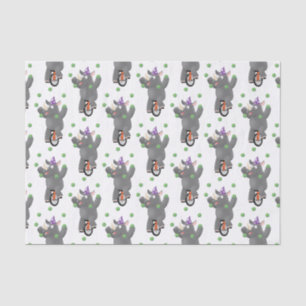 Funny cute rhino juggling on unicycle tissue paper