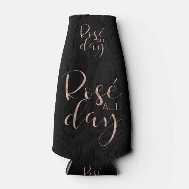 Funny Cute Rose All Day Wine Lover Gift Bottle Cooler (Front)