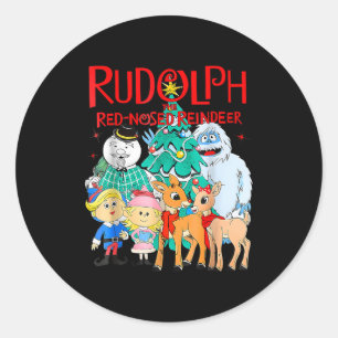 Funny Cute Rudolph The Red Nosed Reindeer Christma Classic Round Sticker