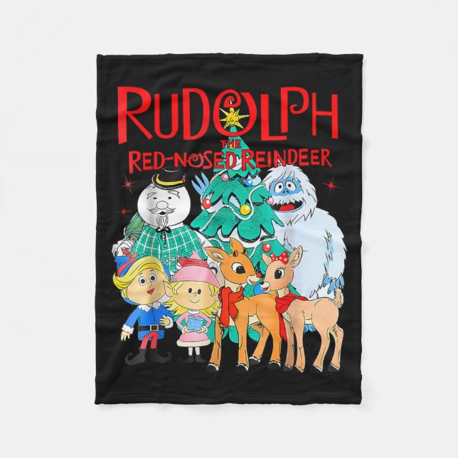 Funny Cute Rudolph The Red Nosed Reindeer Christma Fleece Blanket (Front)
