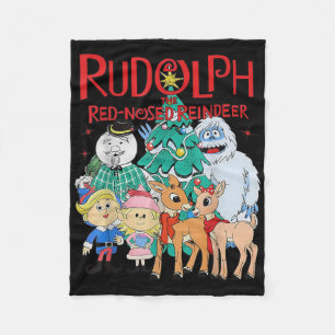 Funny Cute Rudolph The Red Nosed Reindeer Christma Fleece Blanket