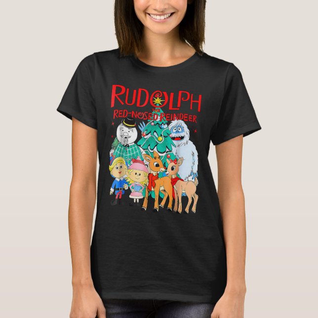 Funny Cute Rudolph The Red Nosed Reindeer Christma T-Shirt (Front)