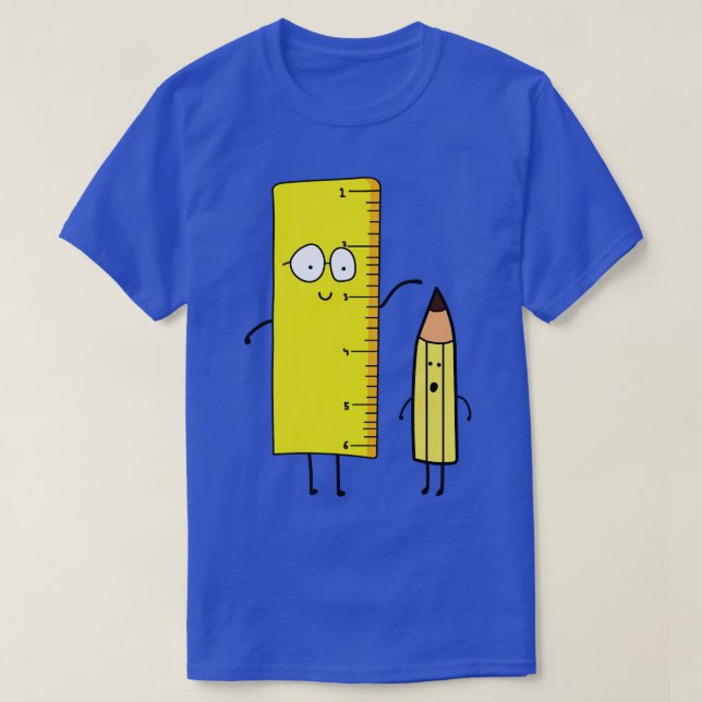 Funny Cute Ruler Measures A Pencil  T-Shirt (Design Front)