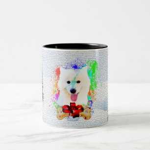 Funny Cute Samoyed Dog Christmas Two-Tone Coffee Mug