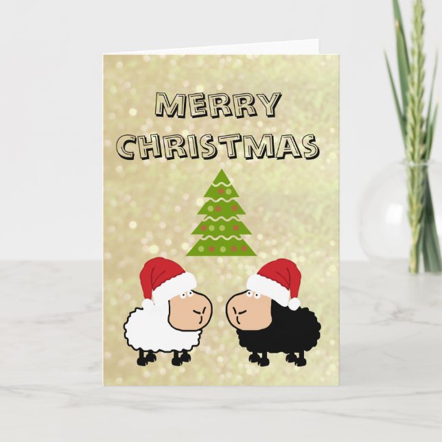 Funny cute Santa cartoon sheep Christmas Holiday Card (Front)
