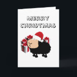 Funny cute Santa cartoon sheep Christmas Holiday Card<br><div class="desc">Funny cute Santa cartoon sheep Christmas design.</div>