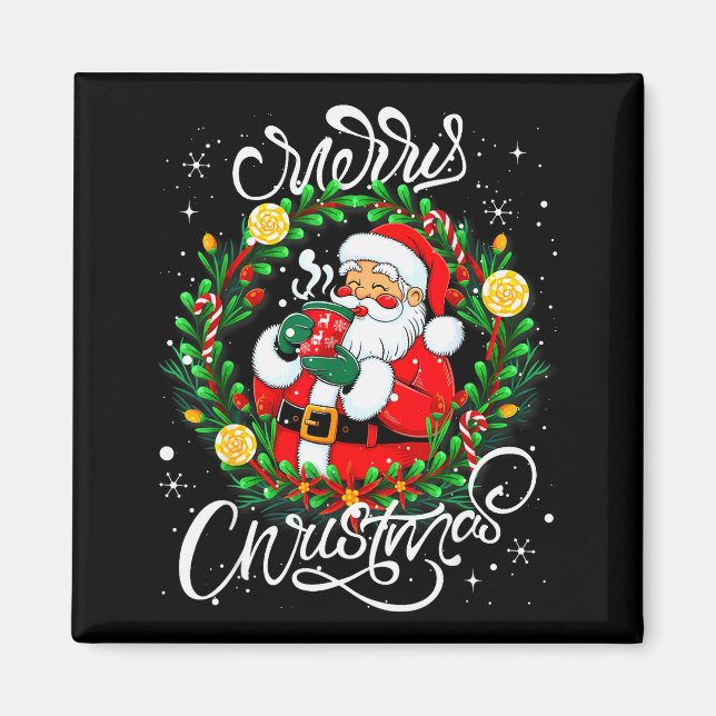 Funny Cute Santa Claus Merry Christmas Men Women K Magnet (Front)