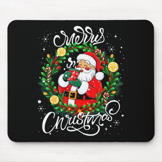 Funny Cute Santa Claus Merry Christmas Men Women K Mouse Mat (Front)