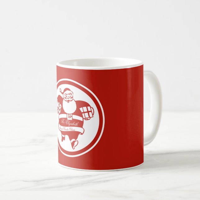 Funny Cute Santa Claus Red Custom Name Christmas Coffee Mug (Front Right)