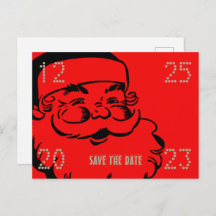 Funny Cute Santa Save The Date Christmas Party Announcement Postcard