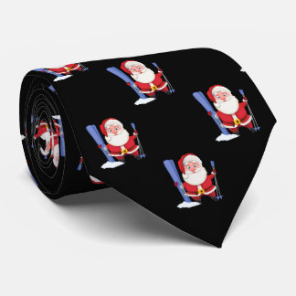 Funny Cute Santa Skiing Christmas Black Tie