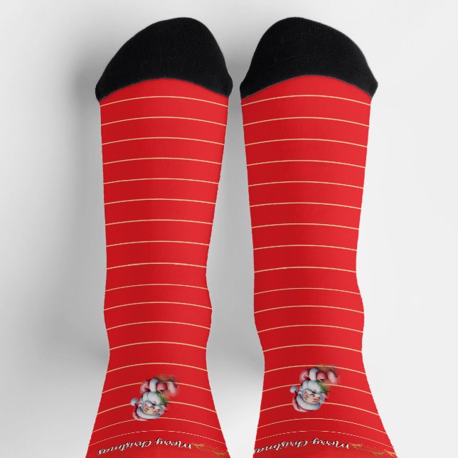 Funny Cute Santa & Typography  Socks (Top)