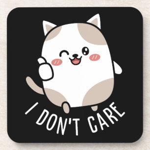 Funny Cute Sarcastic Cat Thumbs Up Quote Coaster