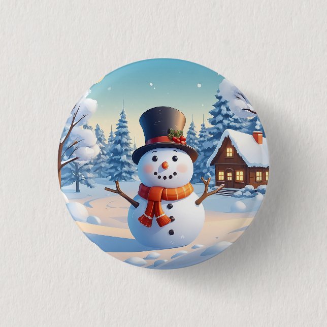 Funny Cute Seasonal Colourful Christmas Snowman  3 Cm Round Badge (Front)