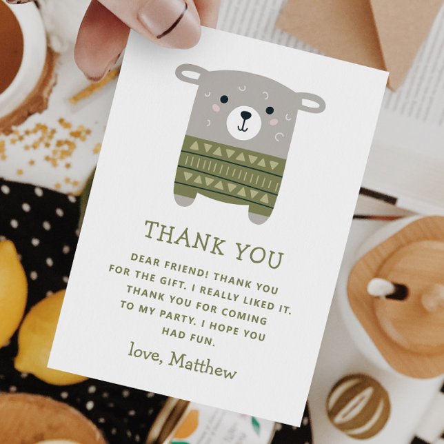 Funny cute sheep animal. Kids birthday zoo farm Thank You Card (Creator Uploaded)