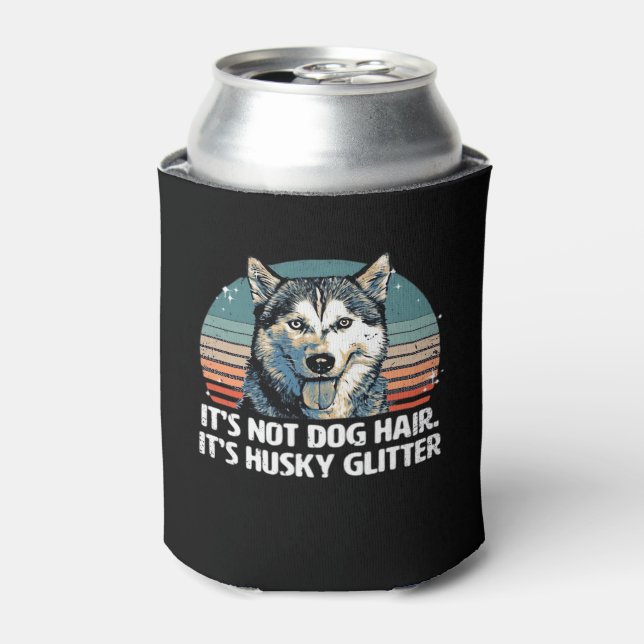 Funny & Cute Siberian Husky Dog Glitter Classic T- Can Cooler (Can Front)