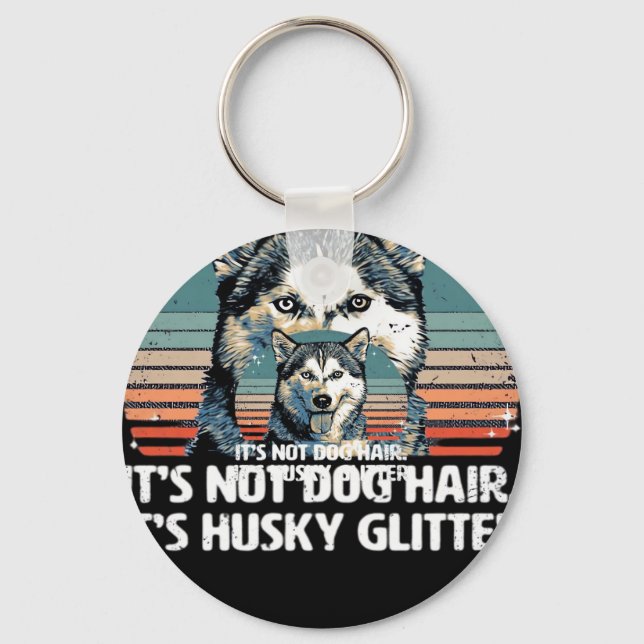 Funny & Cute Siberian Husky Dog Glitter Classic T- Key Ring (Front)