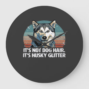 Funny & Cute Siberian Husky Dog Glitter Classic T- Large Clock