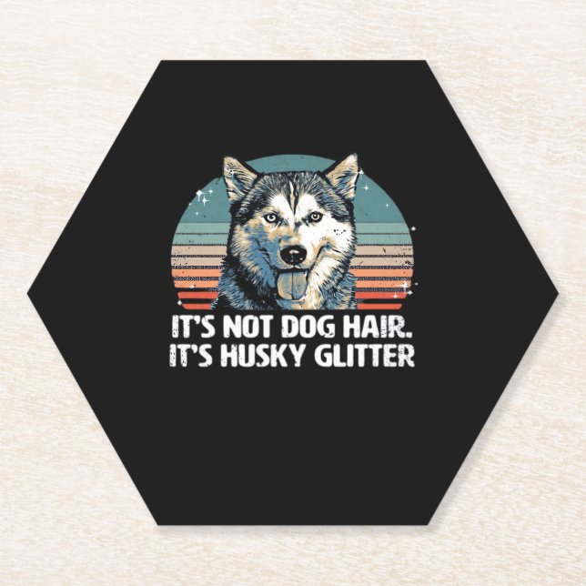 Funny & Cute Siberian Husky Dog Glitter Classic T- Paper Coaster (Front)