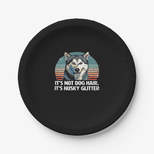 Funny & Cute Siberian Husky Dog Glitter Classic T- Paper Plate (Front)